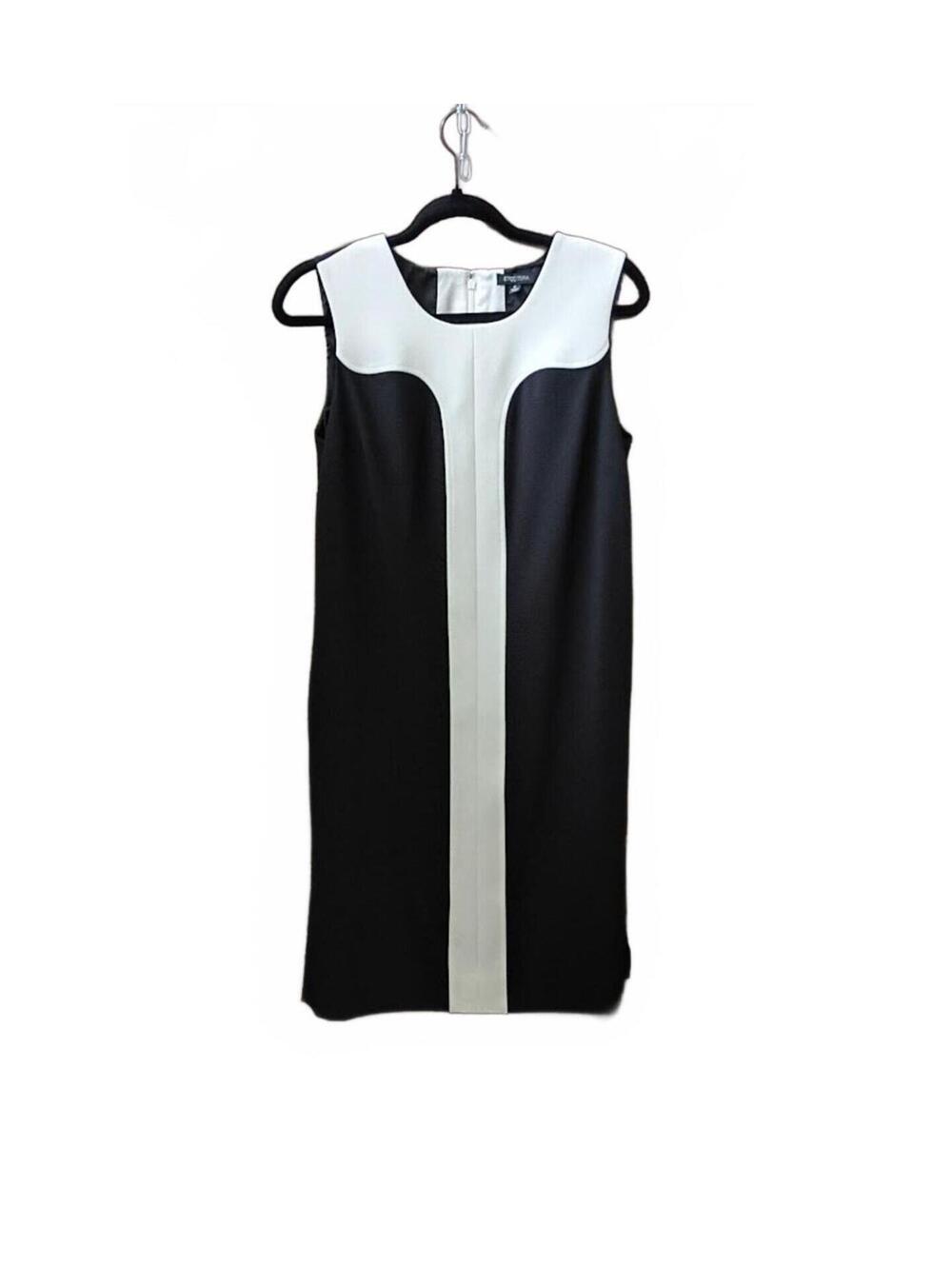 Etcetera Sleeveless Sheath Dress Black and White Size 6